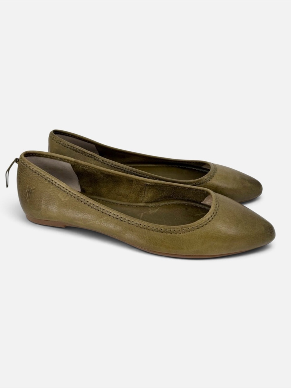 Frye Regina Ballet Flats Olive Leather pointed toe Flats - Women's Slip-On Shoe - Picture 13 of 13